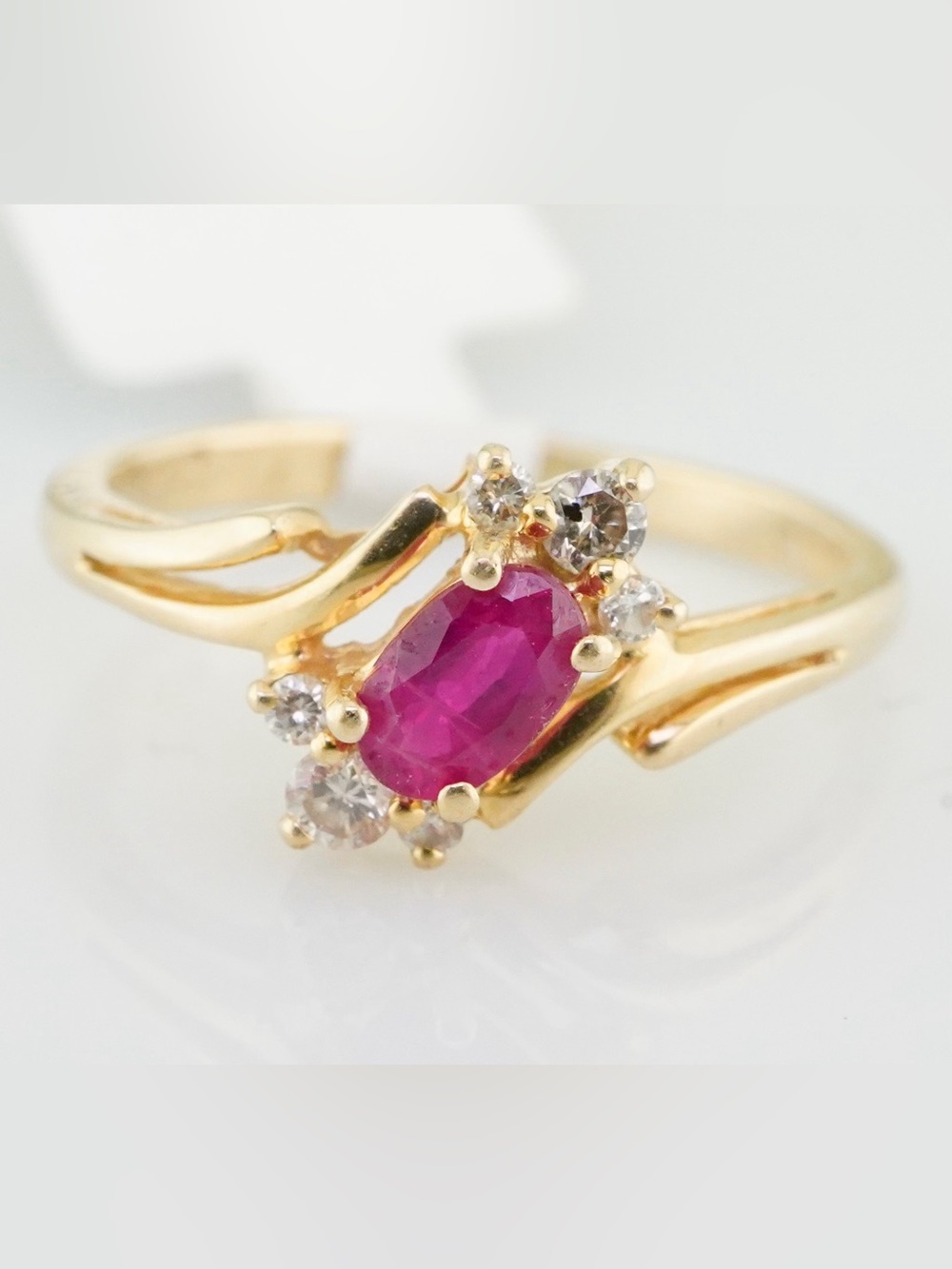 Solid 14k yellow gold natural ruby and diamond ring
